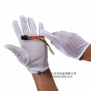 ***防滑加厚防静电点胶手套劳保胶粒条纹防静电手套无尘作业手套