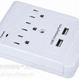 LA-5S 三孔USB插座 litesun美式墙插 便携 带焦耳