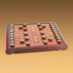 供应青玉象棋--天然A级白玉专业金镶玉厂家现货礼品定制LOGO