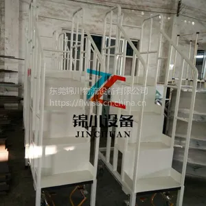 锦川非标钢制车间货架登高梯 扶手移动多层爬高梯定制厂商