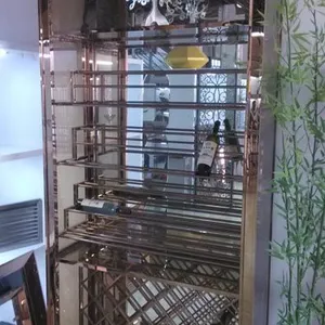 办公室精美不锈钢酒柜玫瑰金不锈钢酒架佛山厂家定做加工
