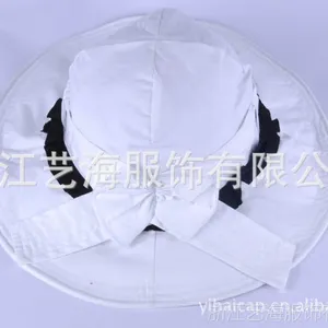 供应新款女士户外纯棉时装帽/夏天防晒遮阳帽/纯色丝带蝴蝶结大檐帽/帽子工厂批发