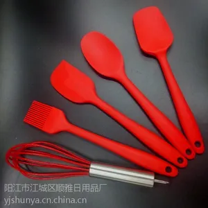 硅胶厨具套装 全包一体硅胶5件套 硅胶刷 硅胶勺子 硅胶铲 硅胶刮刀