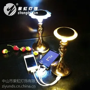 紫虹LED充电酒吧台灯 金属欧式餐台灯 装饰烛台灯 KTV小夜灯