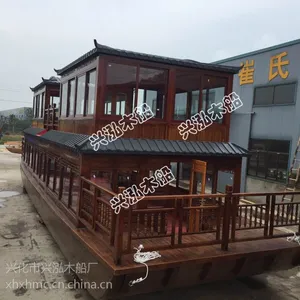 兴泓木船制造双层画舫餐饮船木船纯手工制造