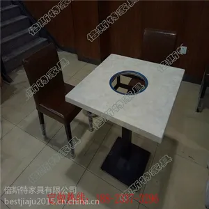 供应 简约现代风格 电磁炉火锅桌，大理石火锅桌 倍斯特家具批发定做