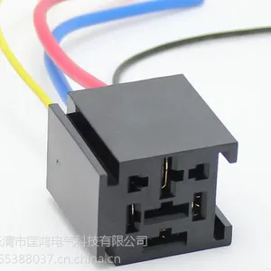 80A汽车继电器插座带线束14CM大电流宽脚插座 汽车改装必备