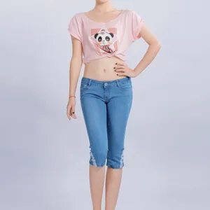 供应一件代发热卖女式牛仔七分裤厂家批发一手货源淘宝代理***优质价低