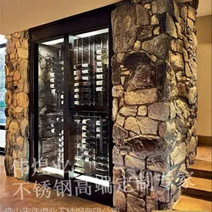 ***中式酒店恒温酒柜304黑钛不锈钢酒架可来图加工WHY554