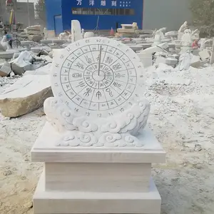 石雕日晷雕塑中式汉白玉石雕计时器校园广场雕刻