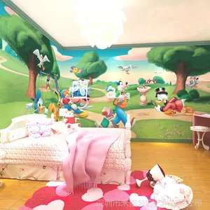 儿童卡通墙壁装饰画 唐老鸭米老鼠墙纸壁画 森林壁纸 厂家促销