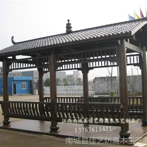 防腐木仿古长廊,扇形长廊,直长廊