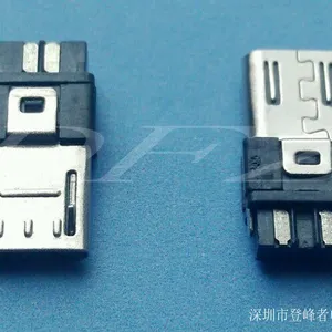 厂家直销MICRO USB 5P焊线式不锈钢公头 ***后四带弹不短路