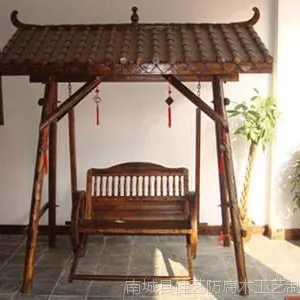 供应碳化木 防腐木 实木 户外休闲家具 仿古/中式/古典琉璃瓦秋千