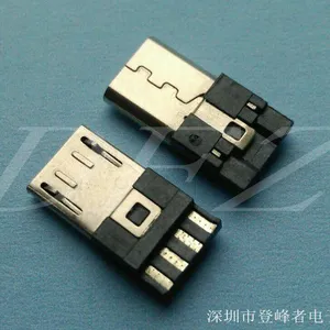厂家供应MICRO USB 5P不锈钢焊线式公头 超薄3.0***后四L=13.6