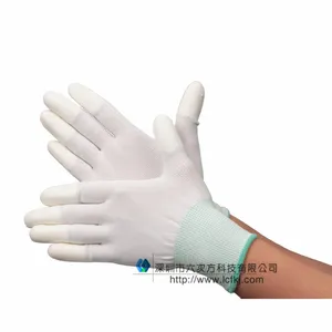 13针PU涂指手套尼龙浸胶涂层防静电手套防滑劳保手套无尘防护手套