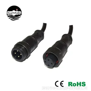 IP67防水插头 M16B-4P/四芯金属头注塑防水接头 户外照明防水接头
