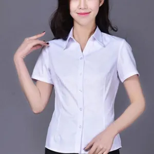 2016职业OL通勤女式衬衫V领白色短袖纯棉修身精品现货TRUMPMAN工作服