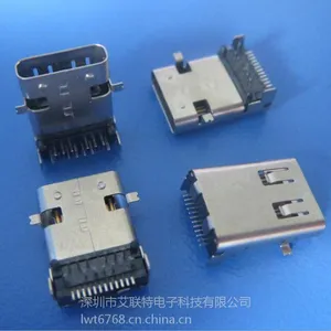 C—TYPE USB3.1母座——90度前贴后插板上加长型11.95长体带柱