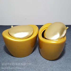 全金色塑胶元宝凳 ABS塑胶带软包元宝凳