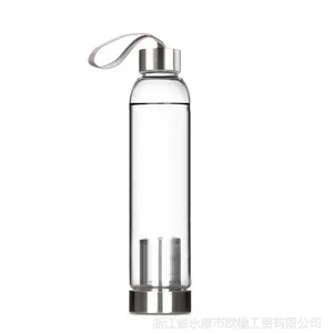 厂家批发玻璃杯 过滤茶杯创意杯子 时尚运动水杯 带盖便携水壶