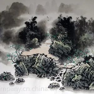 ***珍藏墨岩山水136*68