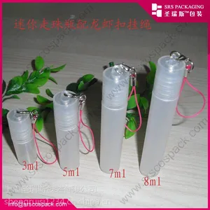 厂家供应 精油香水分装瓶 PP滚珠瓶3ml 5ml 7ml 8ml 散装香水 吊环盖