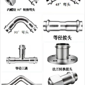 ***不锈钢制品DN15-DN1200薄壁不锈钢水管双卡压式不锈钢管件