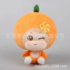 专业定制水果造型毛绒玩具 坐姿行绒猴子 水果造型猴子脸橘子玩偶