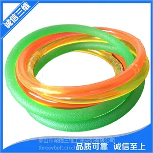 PU聚氨酯耐油耐磨可接驳红绿色圆带可接驳传动皮带光面糙面圆条带
