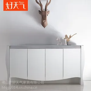 供应好天气家具 优雅时尚茶水柜白色碎花花纹餐边柜A129