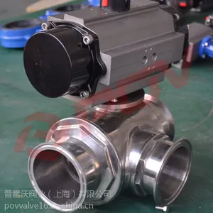 卫生级气动三片式球阀-全包PTFE