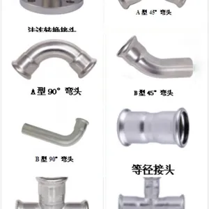 ***不锈钢制品DN15-DN1200薄壁不锈钢饮用水管单卡压式不锈钢管件