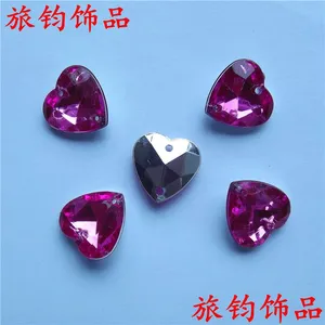 旅钧饰品厂批发仿台尖底桃心双孔亚克力钻