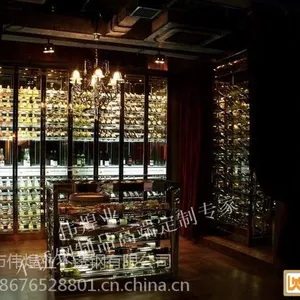 简约现代不锈钢恒温酒柜定做酒店餐厅酒柜酒架可来图定制伟煌业不锈钢厂