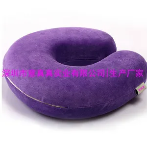 定做紫色短毛绒U型枕 ***酒店广告宣传LOGO枕头 质量好价格实惠