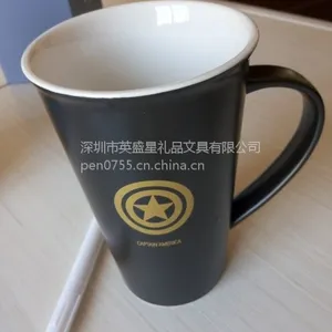 英盛星厂家供应可擦陶瓷留言杯 黑色白色 简约外贸出口 礼品促销杯子
