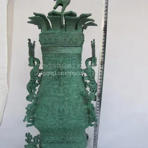 春秋战国时期 莲鹤方壶 立鸟壶 提梁壶 广发青铜器复古工艺品摆件