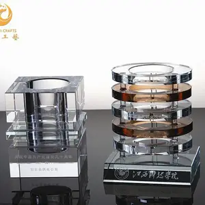 上海水晶笔筒摆件，适合校庆活动礼品，水晶点石成金摆件，奠基仪式纪念品，上海会议纪念品定制