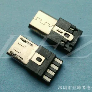 厂家供应MICRO USB 5P不锈钢焊线式公头 超薄3.2***后四L=14.3