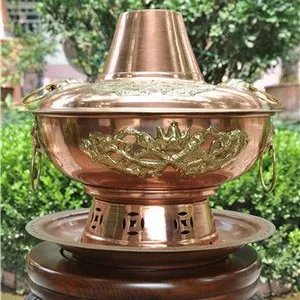 供应贵言诚直径30cm铜炭火锅、烧炭火锅、铜火锅、木炭火锅、紫铜火锅