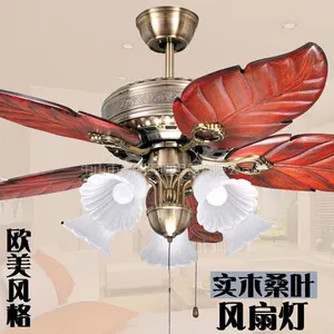 电机终身质保欧式仿古吊扇灯豪华实木装饰风扇灯***批发