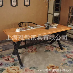 美式乡村复古实木餐桌椅 酒吧桌办公桌 咖啡桌 实木餐桌