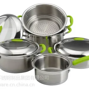 供应SA-12006 德国工艺复合底不锈钢锅具套装 不锈钢锅具 无烟锅