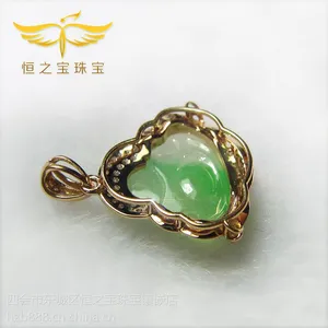 恒之宝定制镶嵌加工18K金镶嵌翡翠马鞍男戒指珠宝个性订制加工