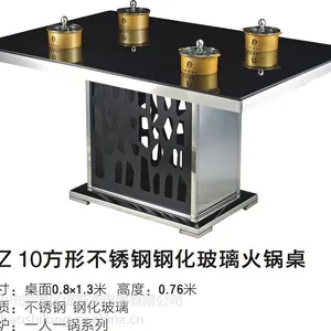 堡斯龙BaosiLong堡斯龙CZ010方形不绣钢桌架玻璃面火锅桌/桌面0.8*1.2米 0.9*1