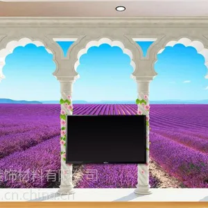 广州的大型壁画厂 低价供应艺佳品牌店欧式罗马风情酒店壁纸 浪漫薰衣草花海花田背景墙大型壁画定制