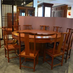 2米缅甸花梨木圆台-红木餐桌价格-红木餐桌图片