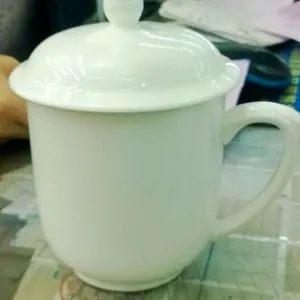 西安骨瓷杯印字，会议带盖手柄陶瓷茶杯，瓷盘碟纪念礼品
