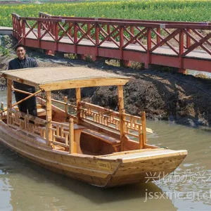 5.5m观光单蓬船 江南水乡观光游船 河道景观手划木船 厂家直销